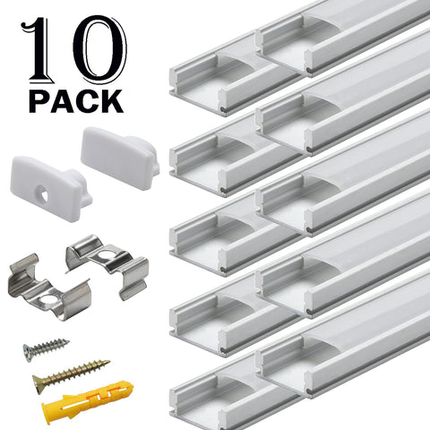Image of Starlandled 10-Pack Aluminum Channel for LED Strip Lights Installation,Easy to Cut,Professional Look,U-Shape LED Cover Diffuser Track with Complete Mounting Accessories for Easy Installation