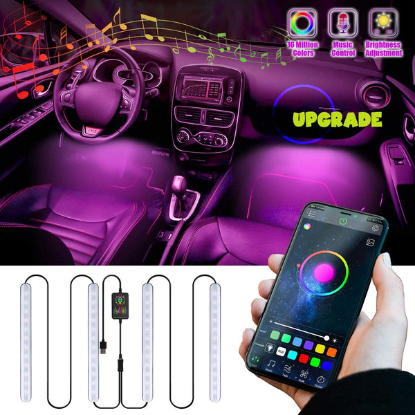 Car Led Interior Lights, 4 Pcs Car Led Strip Light Car Accessories With Usb  Port App Control Lighting Kits Infinite Diy Colors Car Atmosphere Lights C