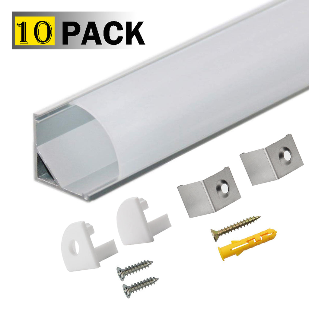 StarlandLed 10-PACK LED Aluminum Channel V Shape with Milky PC