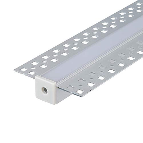 Image of Plaster-in Trimless LED Aluminum Channel 4-Pack 1m/3.3ft with Flange for LED Strip Installation, Drywall Aluminum Profile with Clip-in Diffuser and End Caps