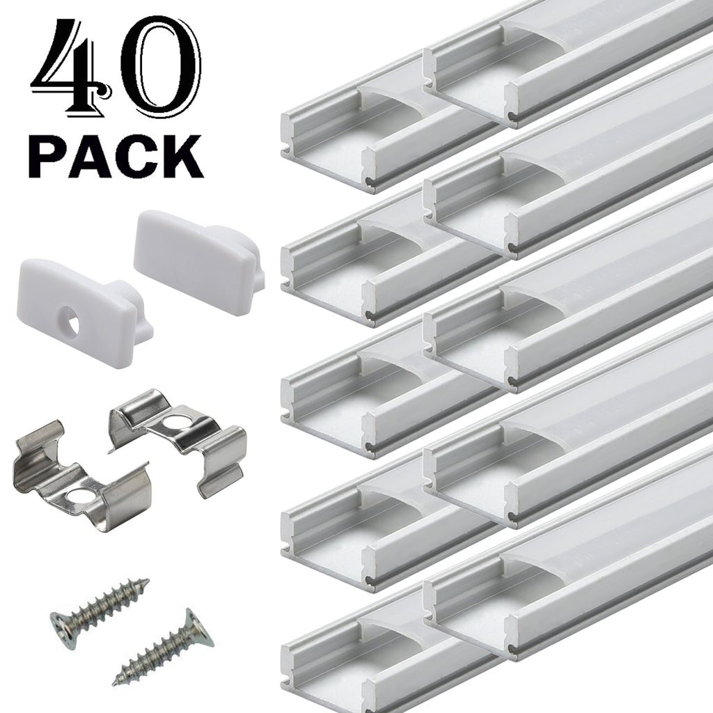 Starlandled LED Strip Channel 6-Pack,Easy to Cut,Professional Look,U-Shape LED Aluminum Profile Extrusions with Cover and Complete Mounting Accessories for LED Strip Light Installation