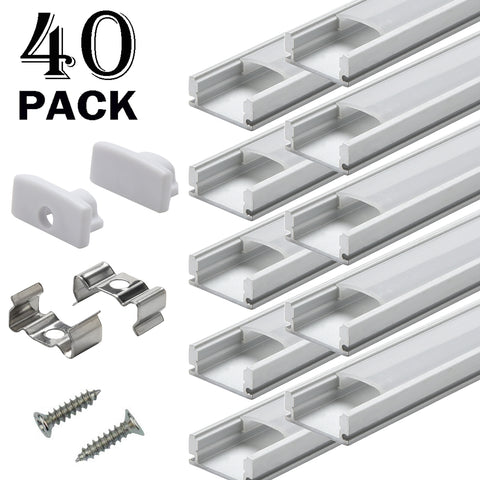 Image of Starlandled LED Strip Channel 6-Pack,Easy to Cut,Professional Look,U-Shape LED Aluminum Profile Extrusions with Cover and Complete Mounting Accessories for LED Strip Light Installation