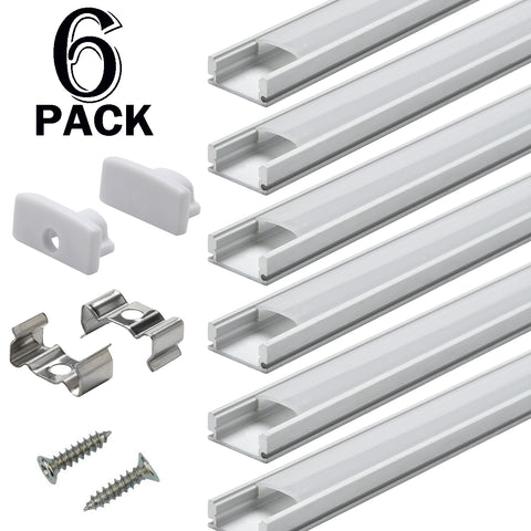 Image of Starlandled LED Strip Channel 6-Pack,Easy to Cut,Professional Look,U-Shape LED Aluminum Profile Extrusions with Cover and Complete Mounting Accessories for LED Strip Light Installation