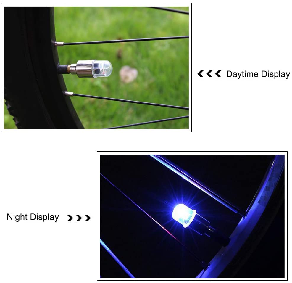 Luminplace 4Pack Car Tire Valve Light, Bike LED Wheel Lights, Waterproof Led Valve Cap Lamp for Car/Bike/Motorcycle (Blue)