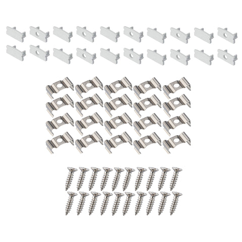20PCS Metal Mounting Clips and End Caps with Screws for StarlandLed U Shape LED Aluminum Channel (for Asin"B071FT9SXK")
