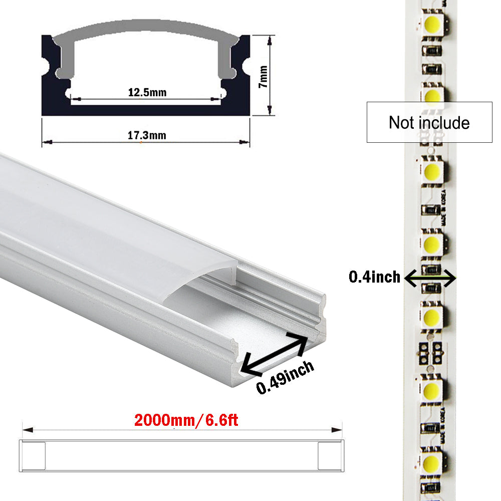StarlandLed LED Aluminum Channel 6.6ft, 10x2meter LED Channel with End Caps and Mounting Clips for LED Strip Light Mounting