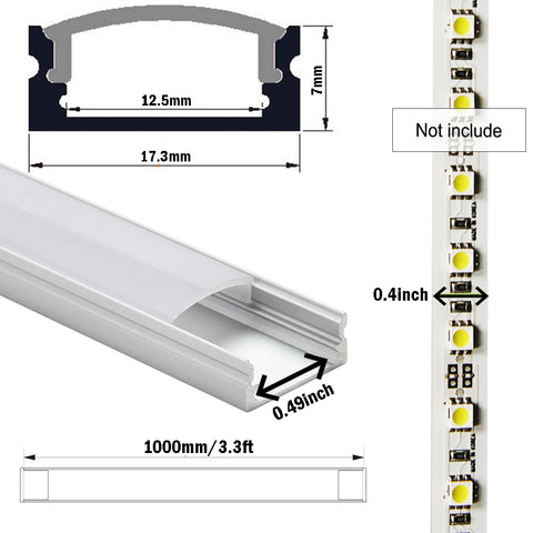 Image of LED Aluminum Channel with Cover - StarlandLed 6-Pack 1Meter/3.3ft LED Extrusions Track Diffusers Housing with End Caps and Mounting Clips for LED Flexible Strip