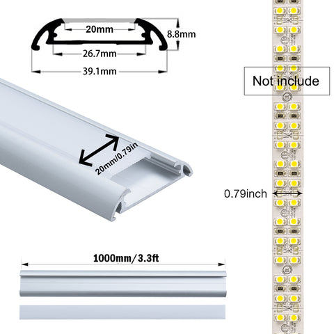 Image of StarlandLed 5-Pack Led Aluminum Channel Wide for LED Strip Double Row 5050,Fit for Philips Hue Lightstrip Plus 2nd Generation,Perfect for Task Under Cabinet Lighting